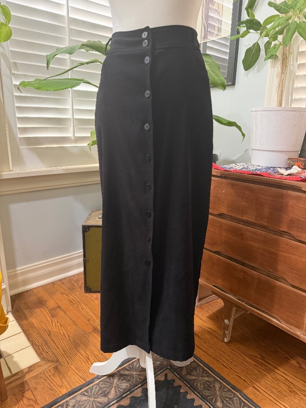 Black button up long skirt.